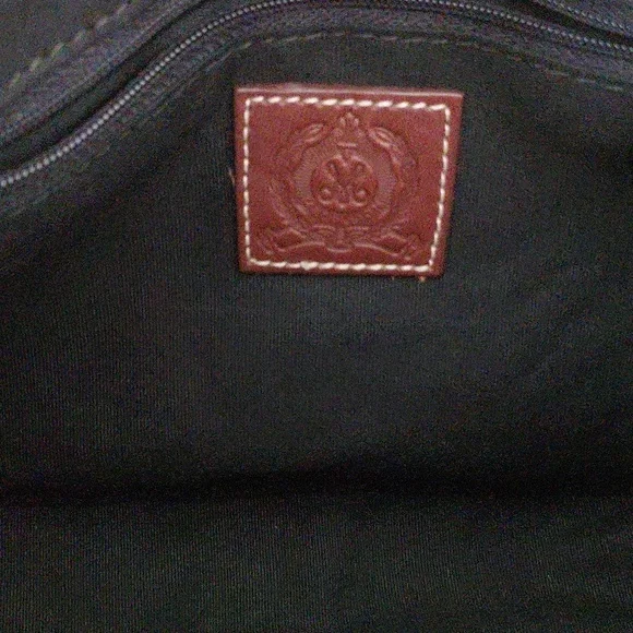 Nwt Vintage Medallion Navy and Brown Leather Crossbody Purse - Picture 9 of 12